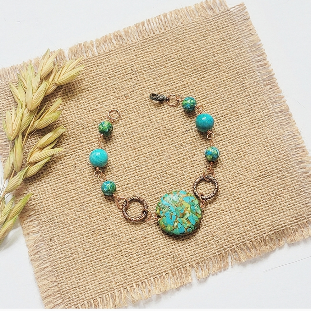 ARTISAN TURQUOISE & COPPER GEMSTONE BRACELET